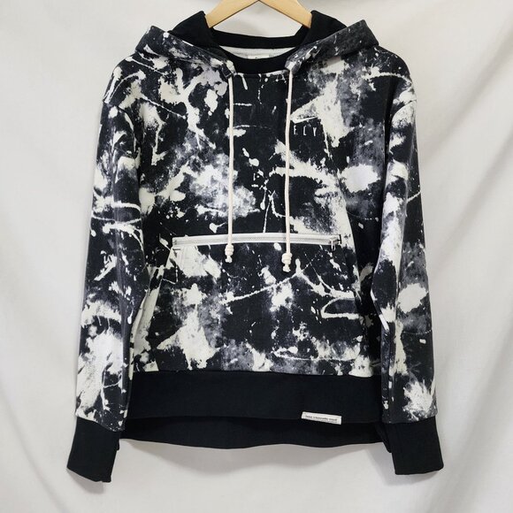 Nike Fly Black & White Tie-Dye Hoodie Sweatshirt Athleisure Active Streetwear XS - Picture 2 of 16